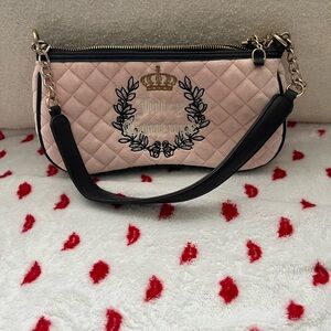 Juicy Couture Pink Quilted Shoulder Bag with Black Strap